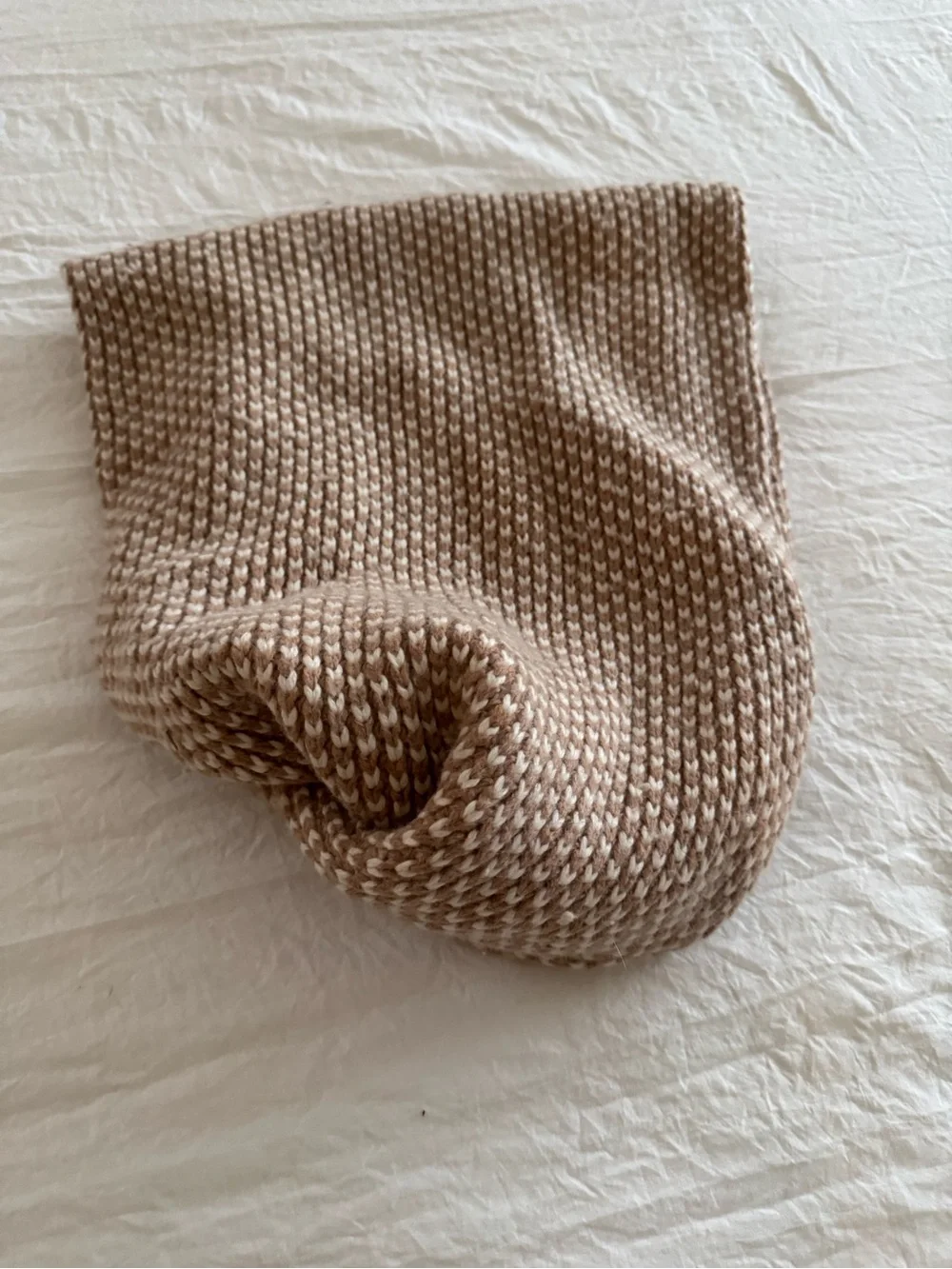 J. Crew Lambs Wool Cashmere Blend Chunky Knit Cowl Infinite Scarf Beige Cream
